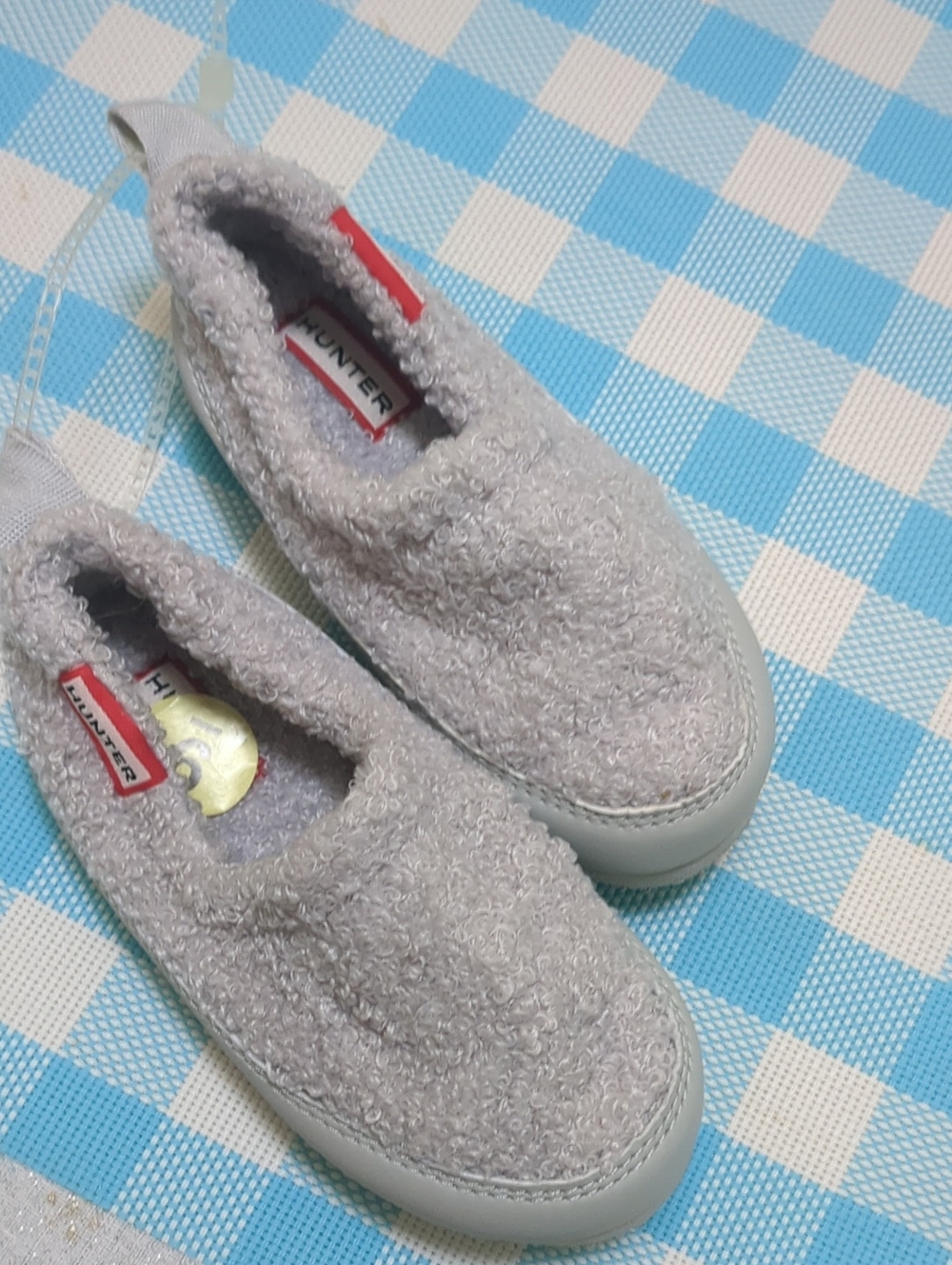 Hunter Kids Gray Fuzzy Slip-On Shoes